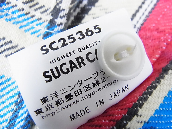 実際に弊社で買取させて頂いたSUGAR CANE/シュガーケーン 長袖チェックネルシャツ 青他/Lの画像 4枚目