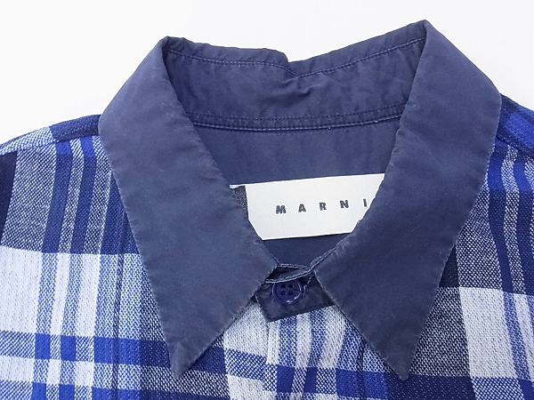 実際に弊社で買取させて頂いたMARNI/マルニ スタンダード チャック柄 切り替し長袖シャツ 44の画像 5枚目