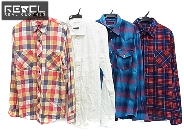 実際に弊社で買取させて頂いたブルーブルー/ハリラン他 長袖シャツ/ネルシャツ 4点セット