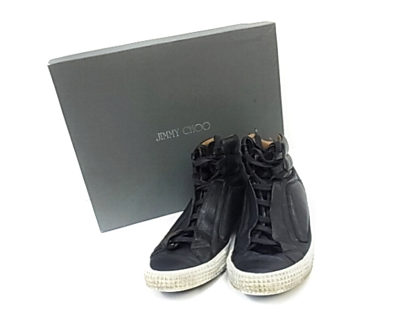 実際に弊社で買取させて頂いたJimmy choo/ジミー チュウ ハイカットスニーカー ブラック/40の画像 9枚目