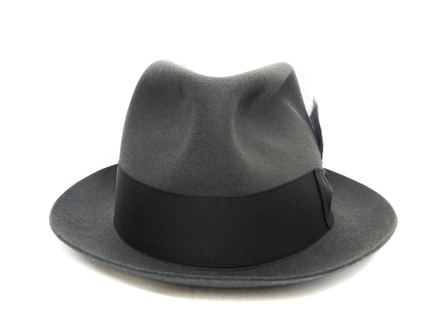 実際に弊社で買取させて頂いたBORSALINO/ボルサリーノ ラビットファーハット/中折れ帽/グレーの画像 1枚目