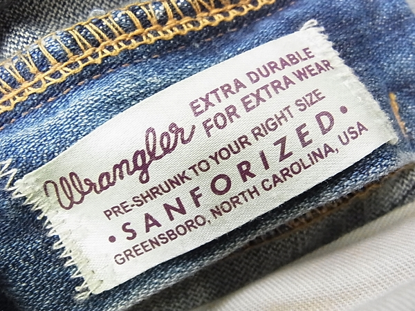 実際に弊社で買取させて頂いたAKM×Wrangler パッチワーク/USED加工 デニムパンツ 革パッチ Mの画像 3枚目