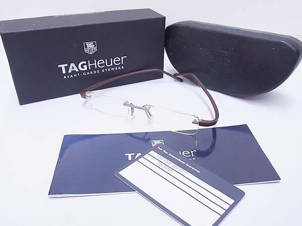 実際に弊社で買取させて頂いたTAG HEUER/タグホイヤー メガネフレーム/度入り 茶 TH3102の画像 8枚目