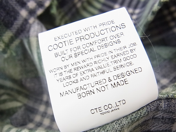 実際に弊社で買取させて頂いたCOOTIE/クーティー ネルシャツ/長袖チェック柄シャツ 緑系/Mの画像 4枚目