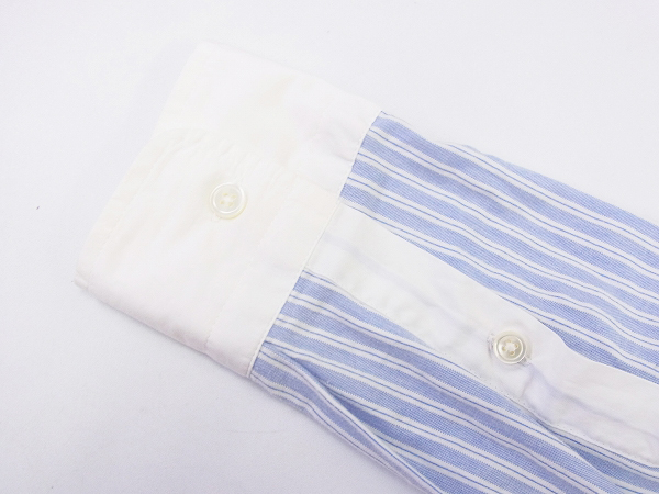 実際に弊社で買取させて頂いたMARKAWARE/マーカウエア ストライプ切替長袖シャツ 白×水色/2の画像 7枚目