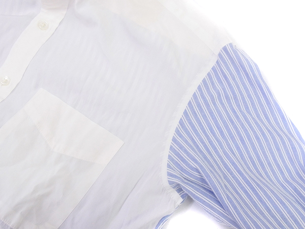 実際に弊社で買取させて頂いたMARKAWARE/マーカウエア ストライプ切替長袖シャツ 白×水色/2の画像 5枚目