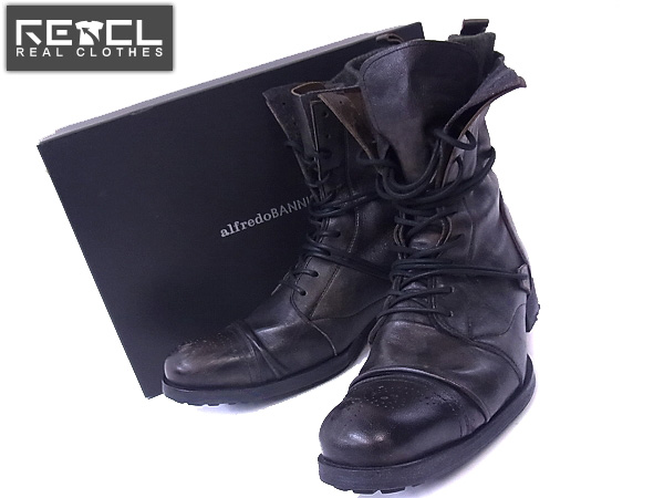 実際に弊社で買取させて頂いたアルフレッドバニスター ニットレイヤードブーツ ブラック/40