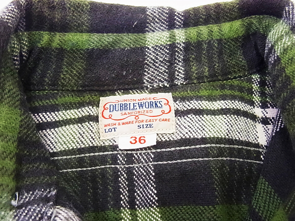 実際に弊社で買取させて頂いたDUBBLE WORKS/ダブルワークス ヘビーネルシャツ グリーン　36の画像 2枚目