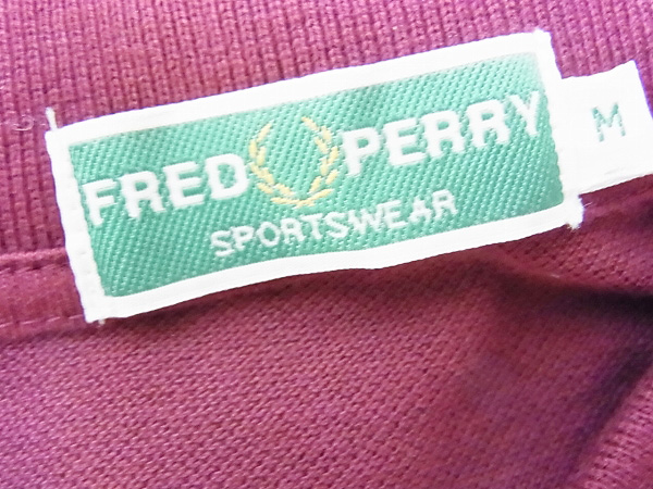 実際に弊社で買取させて頂いたFred Perry/フレッドペリー バッジワッペンポロシャツ エンジ/Mの画像 2枚目