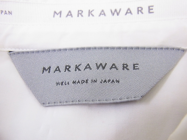 実際に弊社で買取させて頂いたMARKAWARE/マーカウエア ストライプ切替長袖シャツ 白×水色/2の画像 2枚目
