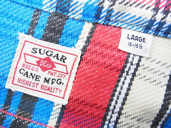 実際に弊社で買取させて頂いたSUGAR CANE/シュガーケーン 長袖チェックネルシャツ 青他/Lの画像 2枚目