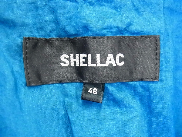 実際に弊社で買取させて頂いたSHELLAC/シェラック 半袖レザーシャツ 羊革/ブルー系/48の画像 2枚目