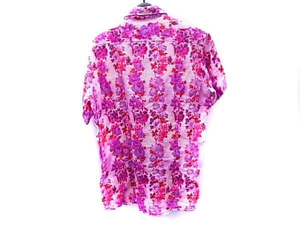 実際に弊社で買取させて頂いたETRO/エトロ 花柄 胸ポケット付き半袖リネンシャツ ピンク/Mの画像 1枚目