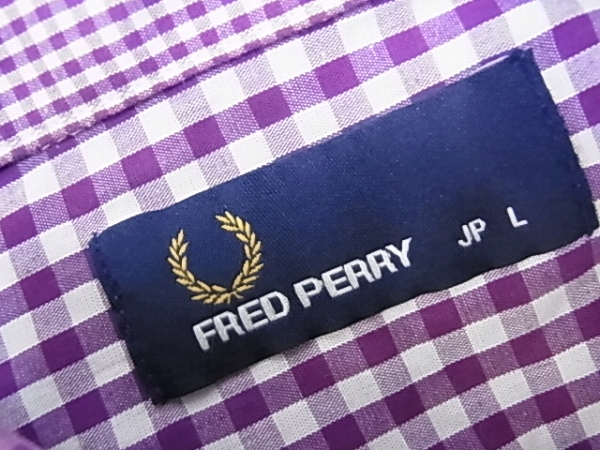 実際に弊社で買取させて頂いたFRED PERRY/フレッドペリー チェック柄半袖シャツ 紫×白/Lの画像 2枚目