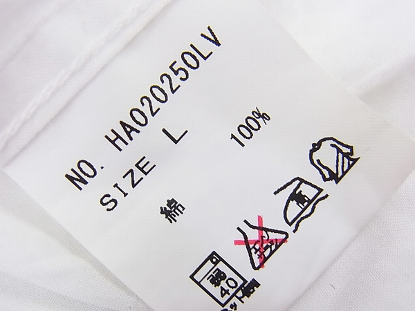 実際に弊社で買取させて頂いたHARE/ハレ 胸ポケット付き七分袖コットンシャツ 無地/白 Lの画像 3枚目
