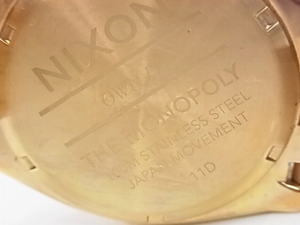 実際に弊社で買取させて頂いたNIXON/ニクソン MONOPOLY/モノポリー Rose Gold腕時計A325-1044の画像 5枚目