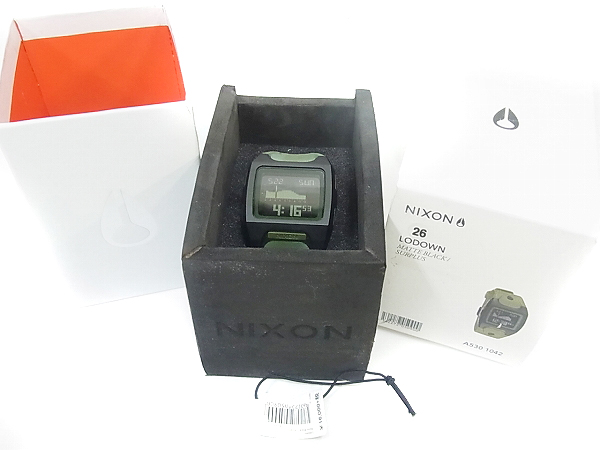 実際に弊社で買取させて頂いたNIXON/ニクソン LODOWN ローダウン 腕時計 A530-1042 黒緑の画像 7枚目