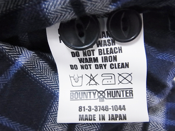 実際に弊社で買取させて頂いた[未使用]B×H/バウンティーハンター 半袖チェックシャツ青×白/Lの画像 6枚目