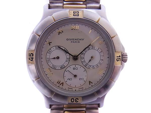 実際に弊社で買取させて頂いたGIVENCHY/ジバンシー メタルバンド腕時計 シルバー×ゴールドの画像 1枚目