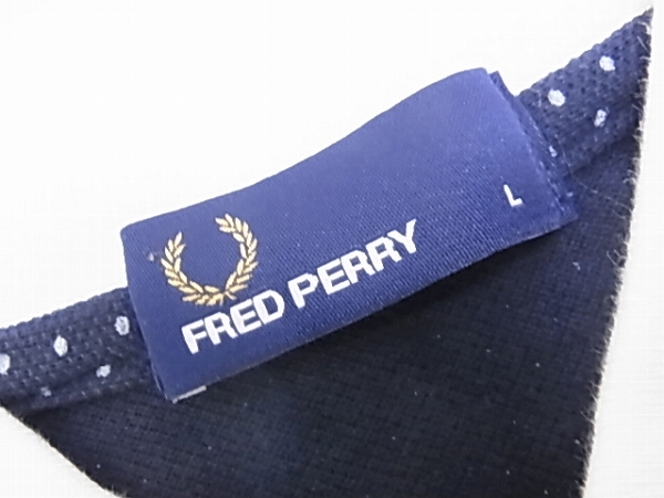 実際に弊社で買取させて頂いたFRED PERRY/フレッドペリー ドット柄半袖ポロシャツ 紺×白/Lの画像 2枚目