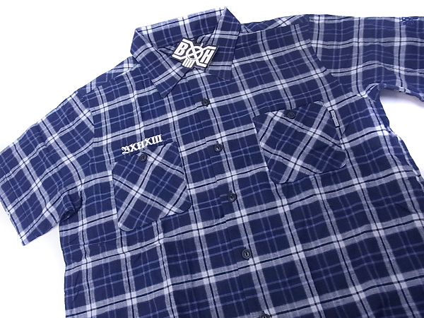 実際に弊社で買取させて頂いた[未使用]B×H/バウンティーハンター 半袖チェックシャツ青×白/Lの画像 2枚目