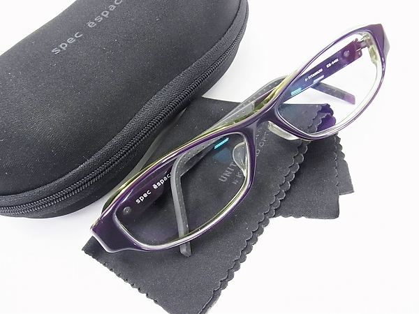 実際に弊社で買取させて頂いたspec espace/スペックエスパス メガネフレーム ES-5402 紫×黄緑の画像 6枚目