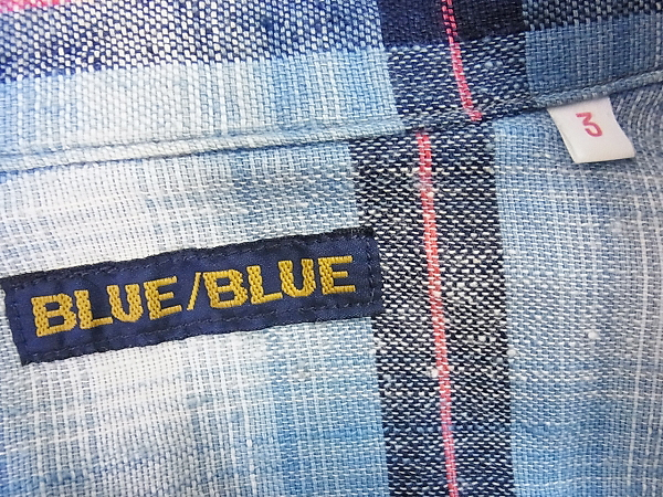 実際に弊社で買取させて頂いたBLUE BLUE/ブルーブルー チェック柄 半袖コットンシャツ 3の画像 2枚目