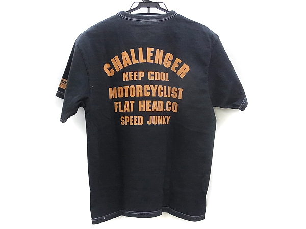 実際に弊社で買取させて頂いたFLAT HEAD/フラットヘッド CHALLENGER 黒ロゴ Tシャツ/40の画像 1枚目