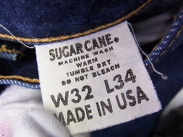 実際に弊社で買取させて頂いたSUGAR CANE/シュガーケーン 098 USA製 星刺繍デニムパンツ/W32の画像 4枚目