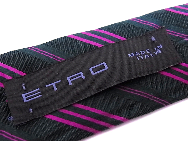 実際に弊社で買取させて頂いたETRO/エトロ ネクタイ ストライプ イタリア製 ブラック×ピンクの画像 1枚目