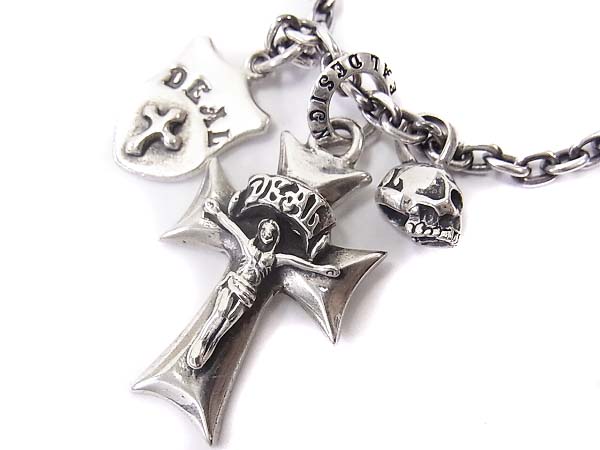 実際に弊社で買取させて頂いたディールデザイン 3set クロス&スカル シルバーネックレスの画像 2枚目