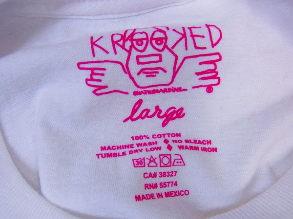 実際に弊社で買取させて頂いたKROOKED/クルックド skateboardingロプリント半袖Tシャツ 白/Lの画像 2枚目