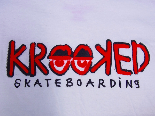 実際に弊社で買取させて頂いたKROOKED/クルックド skateboardingロプリント半袖Tシャツ 白/Lの画像 3枚目