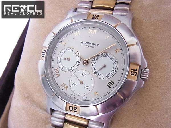 実際に弊社で買取させて頂いたGIVENCHY/ジバンシー メタルバンド腕時計 シルバー×ゴールド