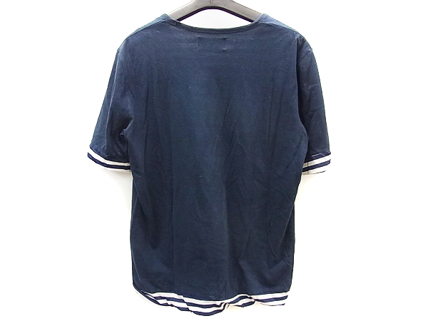 実際に弊社で買取させて頂いたダイエットブッチャースリムスキン 切り替え半袖Tシャツ 紺の画像 1枚目
