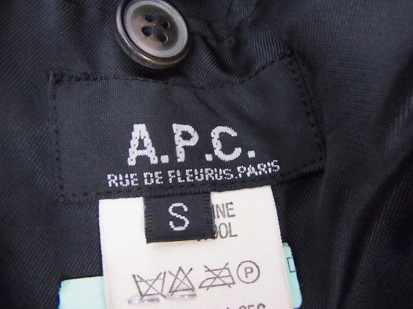 実際に弊社で買取させて頂いたA.P.C./アーペーセー チェック柄ウールチェスターコート/Sの画像 4枚目