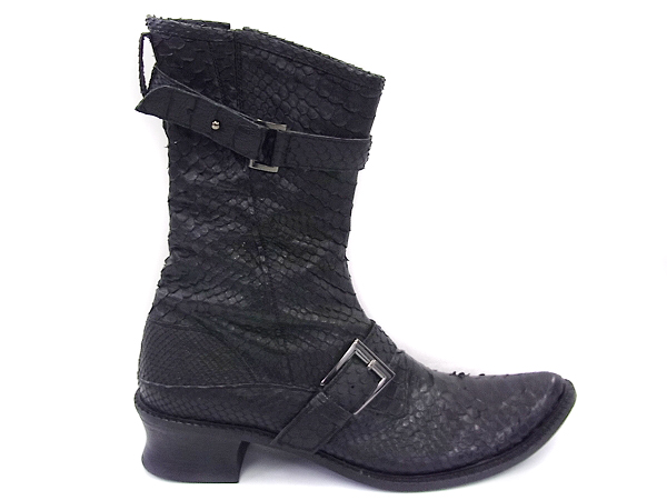 実際に弊社で買取させて頂いたアルフレッドバニスター パイソン/レザーシューズ ブラック 43の画像 4枚目