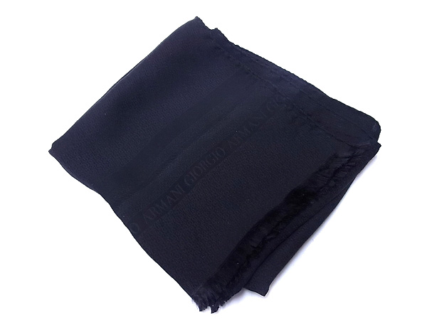 実際に弊社で買取させて頂いたGiorgio Armani/アルマーニ シルクマフラー/ストール ブラックの画像 4枚目