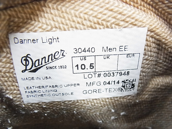 実際に弊社で買取させて頂いたDANNER/ダナー ダナーライト MEN EE ワークブーツ30440/US10.5の画像 6枚目