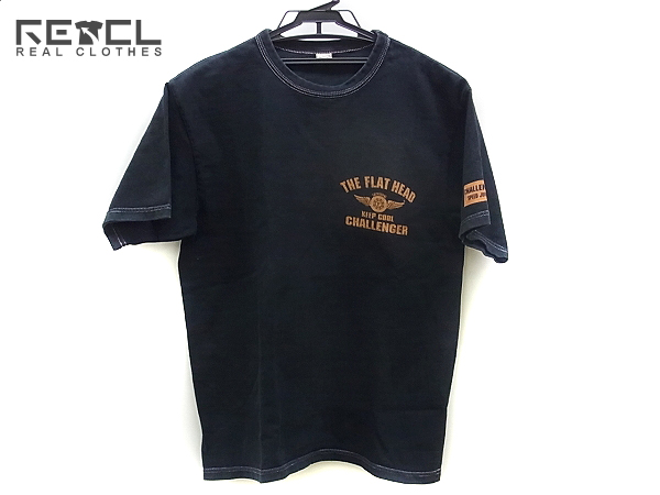 実際に弊社で買取させて頂いたFLAT HEAD/フラットヘッド CHALLENGER 黒ロゴ Tシャツ/40