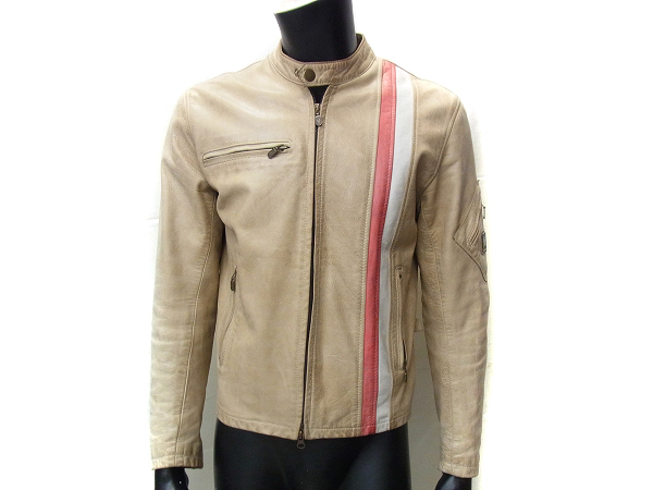 実際に弊社で買取させて頂いたBELSTAFF/ベルスタッフ GOLD カウレザーシングルライダース/Sの画像 1枚目