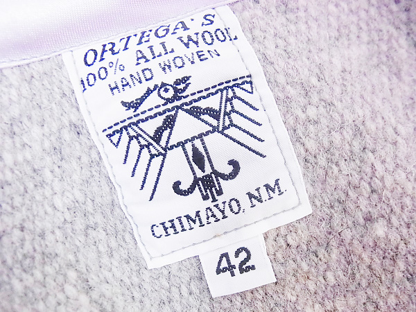 実際に弊社で買取させて頂いたORTEGA'S/オルテガ CHIMAYO VEST/手織りチマヨウールベスト 42の画像 2枚目