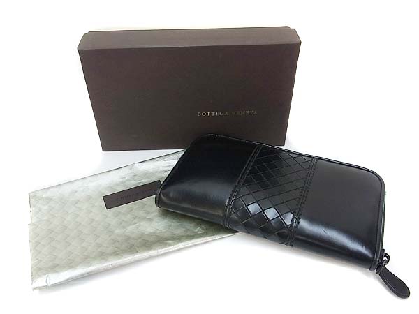 実際に弊社で買取させて頂いたBOTTEGA VENETA/ボッテガヴェネタ ラウンドジップ長財布 黒の画像 7枚目