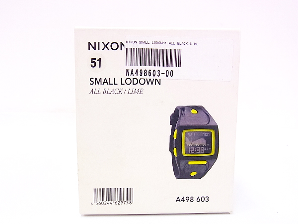 実際に弊社で買取させて頂いたNIXON/ニクソン Small Lodown ALL BLACK/LIME 腕時計 A498603の画像 7枚目