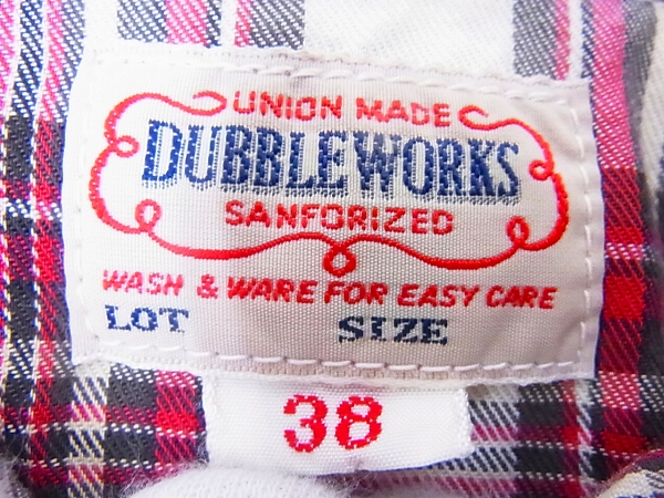 実際に弊社で買取させて頂いたDubbleworks/ダブルワークス チェック柄半袖シャツ 赤 38の画像 2枚目