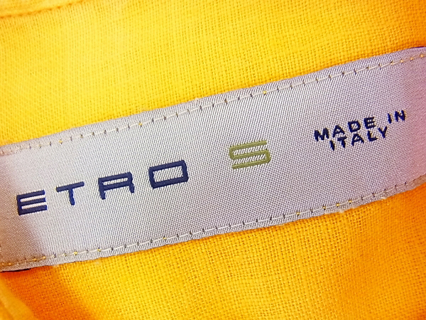 実際に弊社で買取させて頂いたETRO/エトロ 両胸ポケット付半袖リネンシャツ イエロー/Sの画像 2枚目