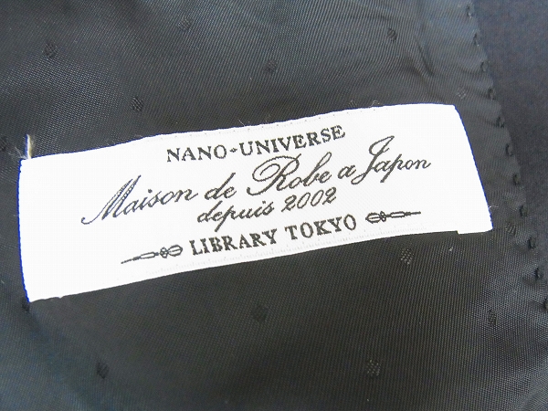 実際に弊社で買取させて頂いたナノユニバース シルク混ベネシャンシングルスーツ ブラック/48の画像 3枚目
