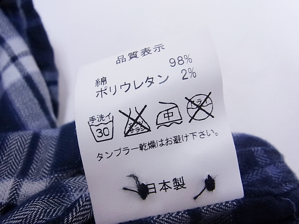 実際に弊社で買取させて頂いた[未使用]B×H/バウンティーハンター 半袖チェックシャツ青×白/Lの画像 7枚目
