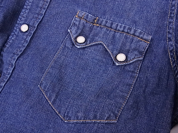 実際に弊社で買取させて頂いたDenime/ドゥニーム デニム長袖シャツ インディゴ 胸ポケットの画像 4枚目