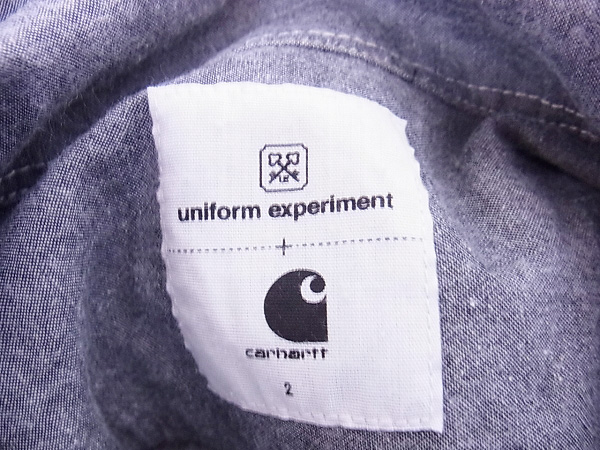 実際に弊社で買取させて頂いたuniform experiment×carhartt L/S ワークシャツ グレー/2の画像 2枚目